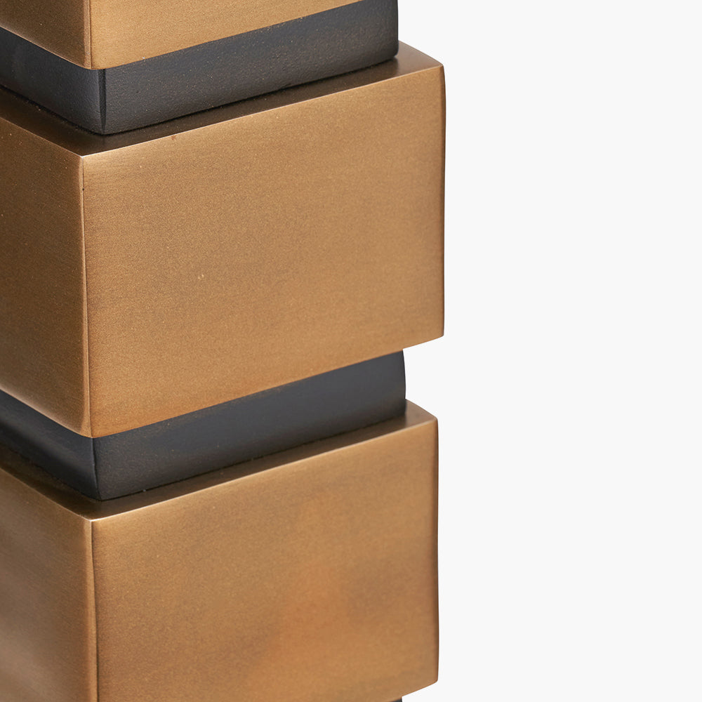 Maximo Antique Brass & Matt Black Cube Design Table Lamp - Base Only