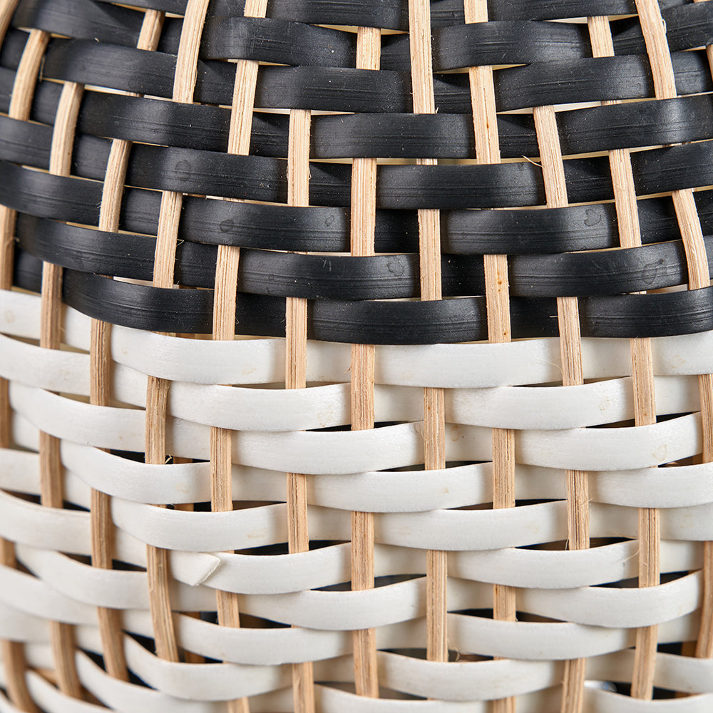 Rowan Natural Rattan Black & White Woven Table Lamp