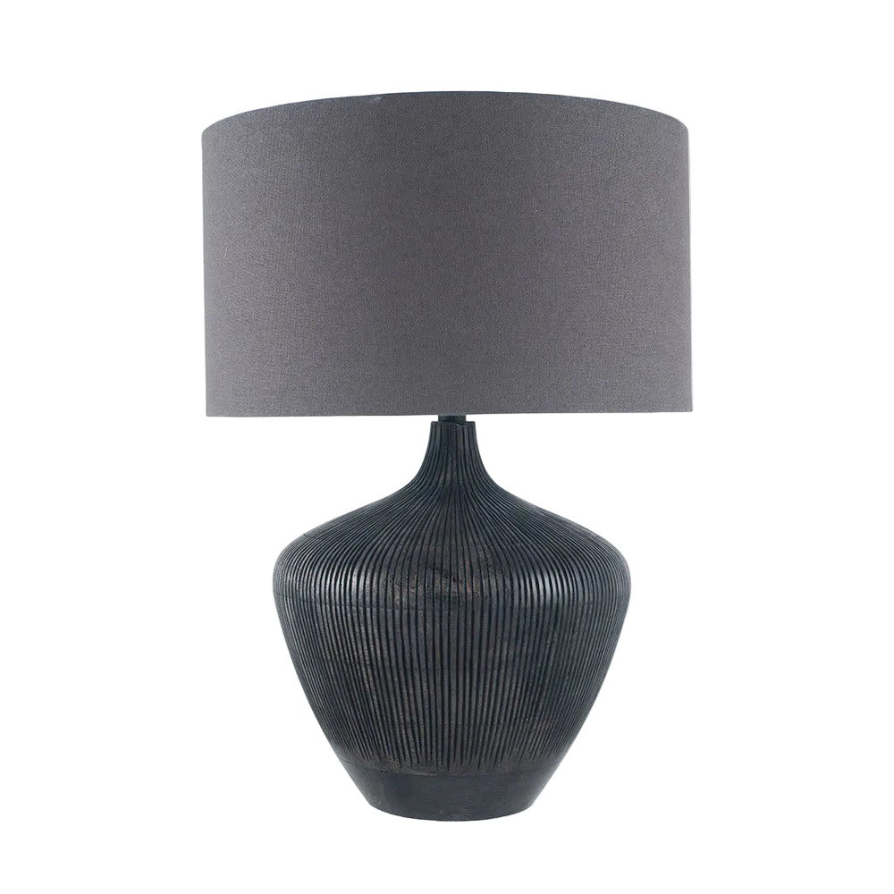 Manaia Antique Black Textured Wood Table Lamp - Base Only