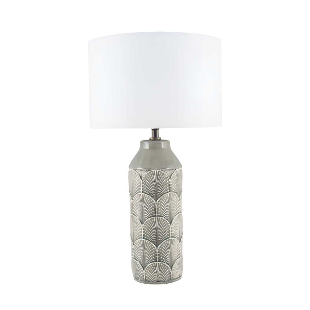 Bethan Embossed Grey Ceramic Table Lamp