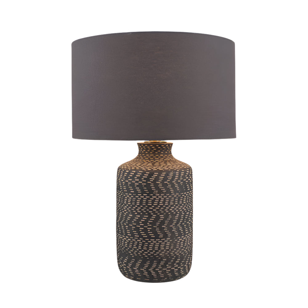 Atouk Textured Black Stoneware Table Lamp - Base Only