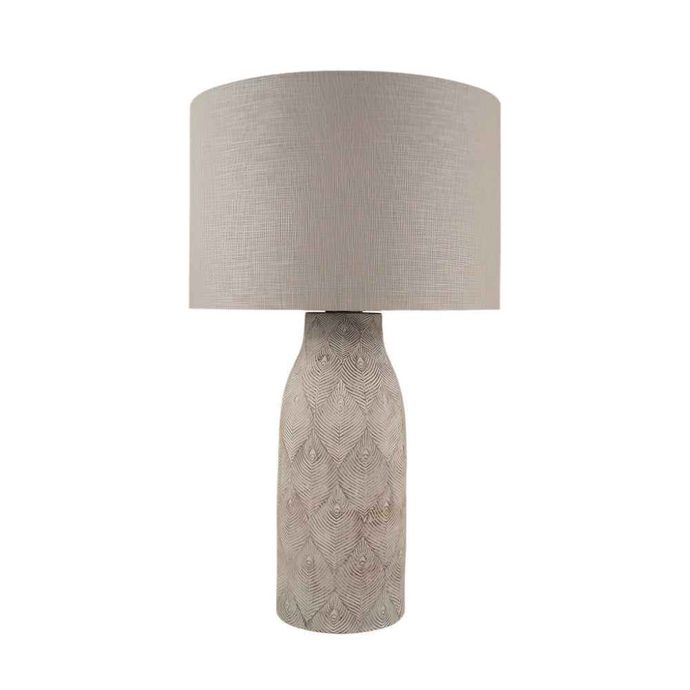 Palawan Stone Grey Feather Stoneware Table Lamp - Base Only