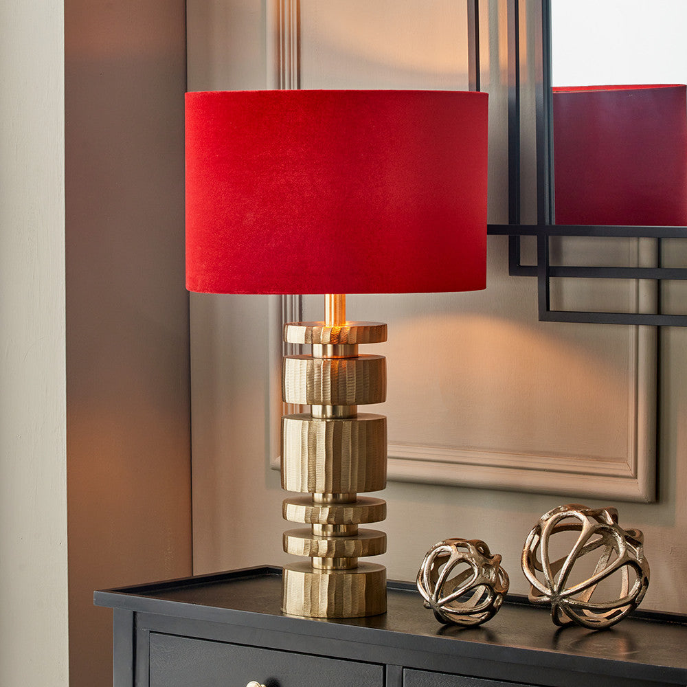 Elon Champagne Gold Metal Stacked Cylinder Table Lamp - Base Only