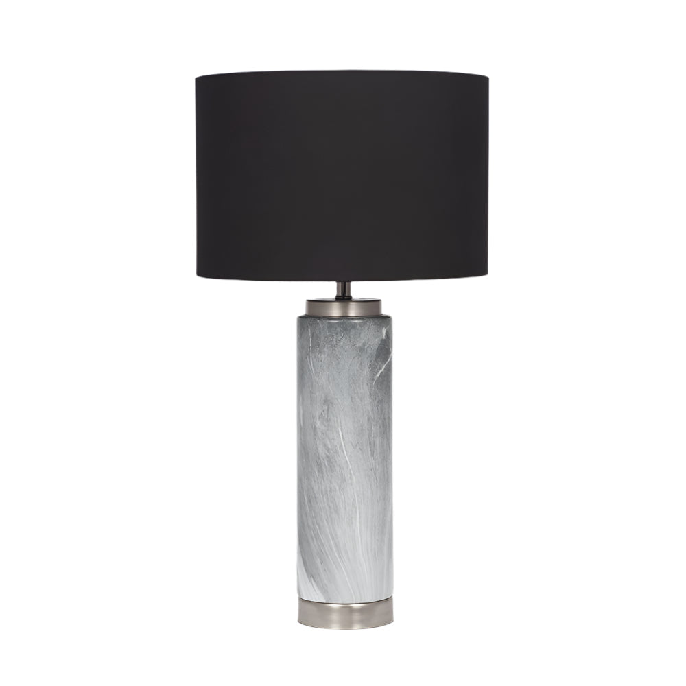 Carrara Grey Marble Effect Ceramic Tall Table Lamp