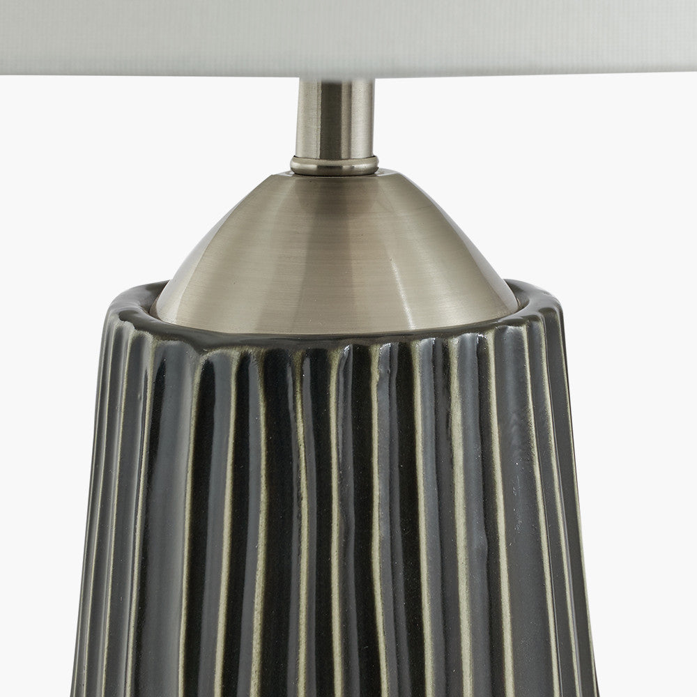 Artemis Black Textured Ceramic & Brushed Silver Tall Table Lamp - CLEARANCE