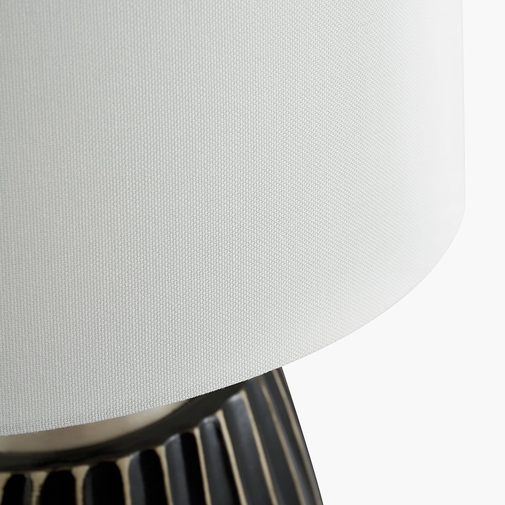 Artemis Black Textured Ceramic & Brushed Silver Table Lamp