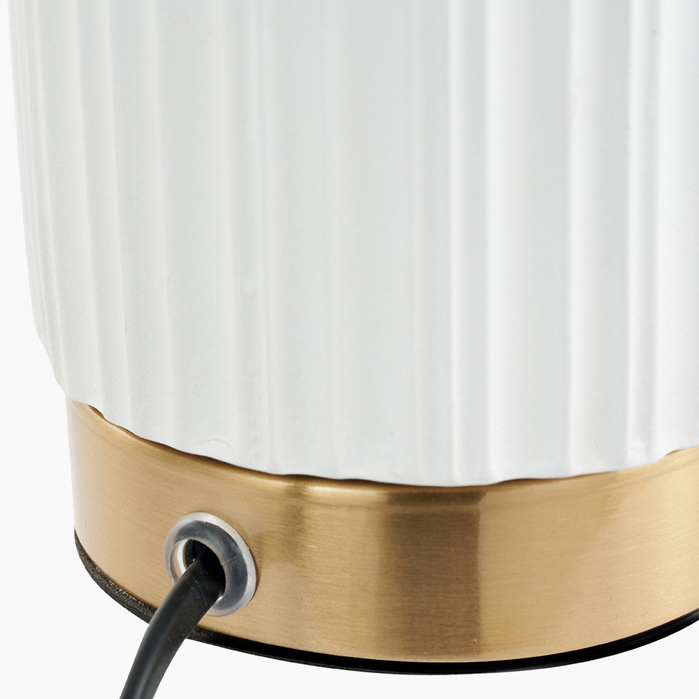 Ionic White Textured Ceramic & Gold Metal Table Lamp