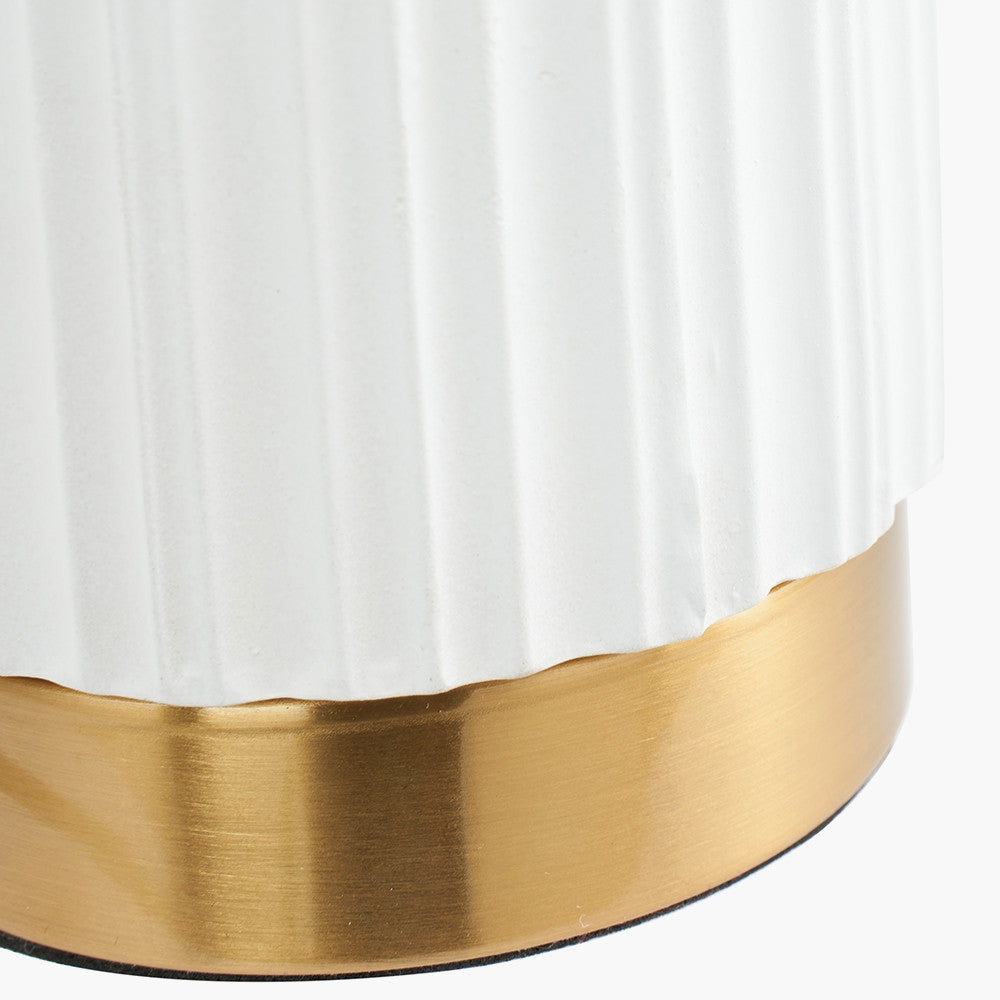 Ionic White Textured Ceramic & Gold Metal Table Lamp