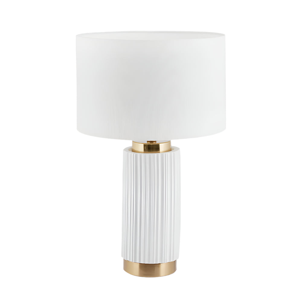 Ionic White Textured Ceramic & Gold Metal Table Lamp