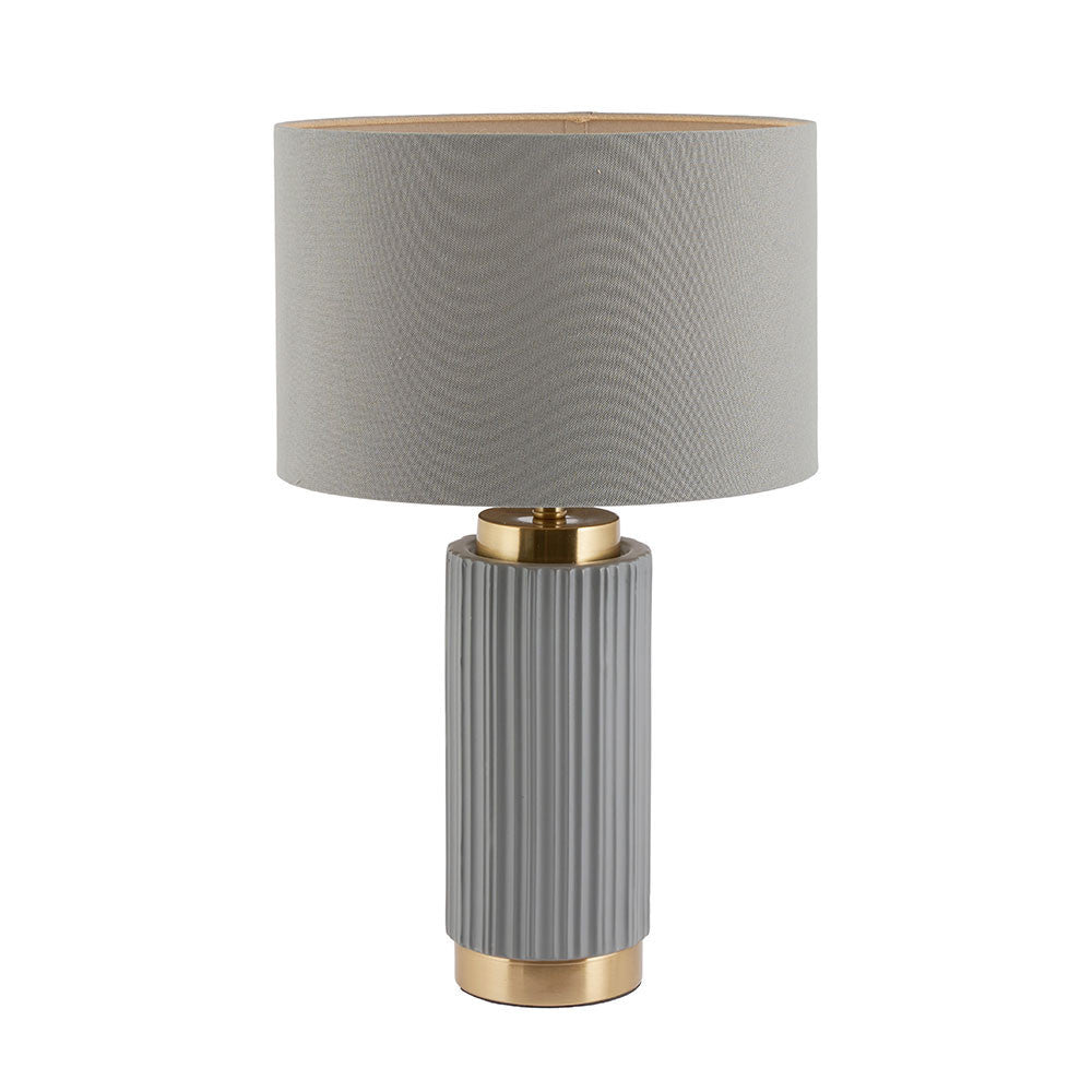 Ionic Grey Textured Ceramic & Gold Metal Table Lamp