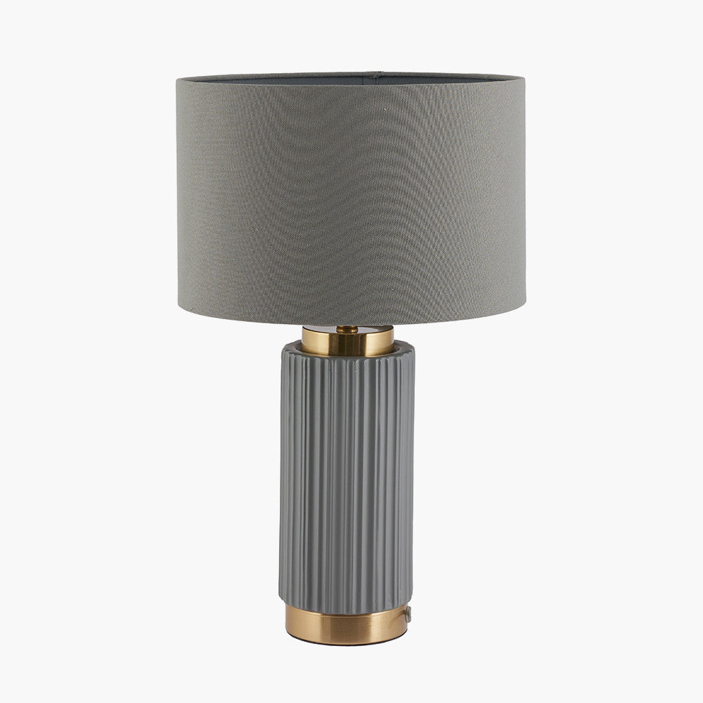 Ionic Grey Textured Ceramic & Gold Metal Table Lamp