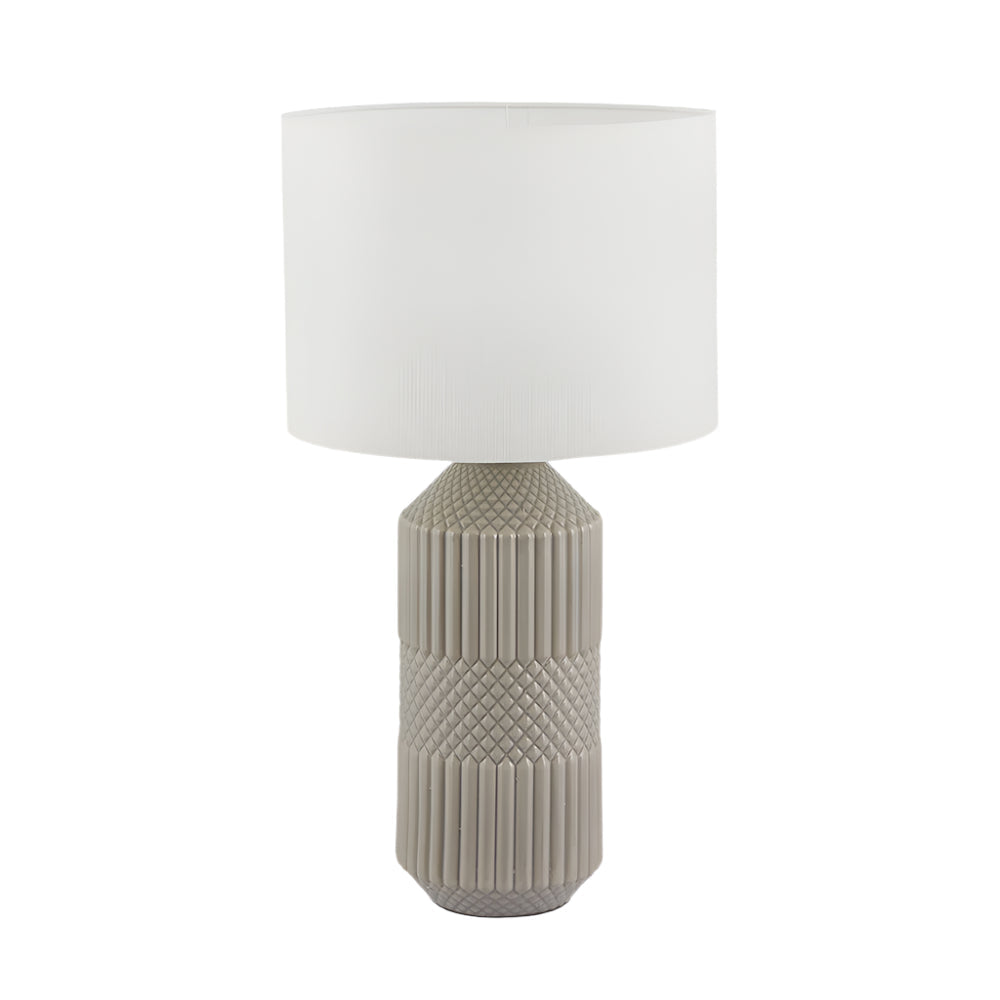 Meribel Grey Geo Textured Tall Ceramic Table Lamp