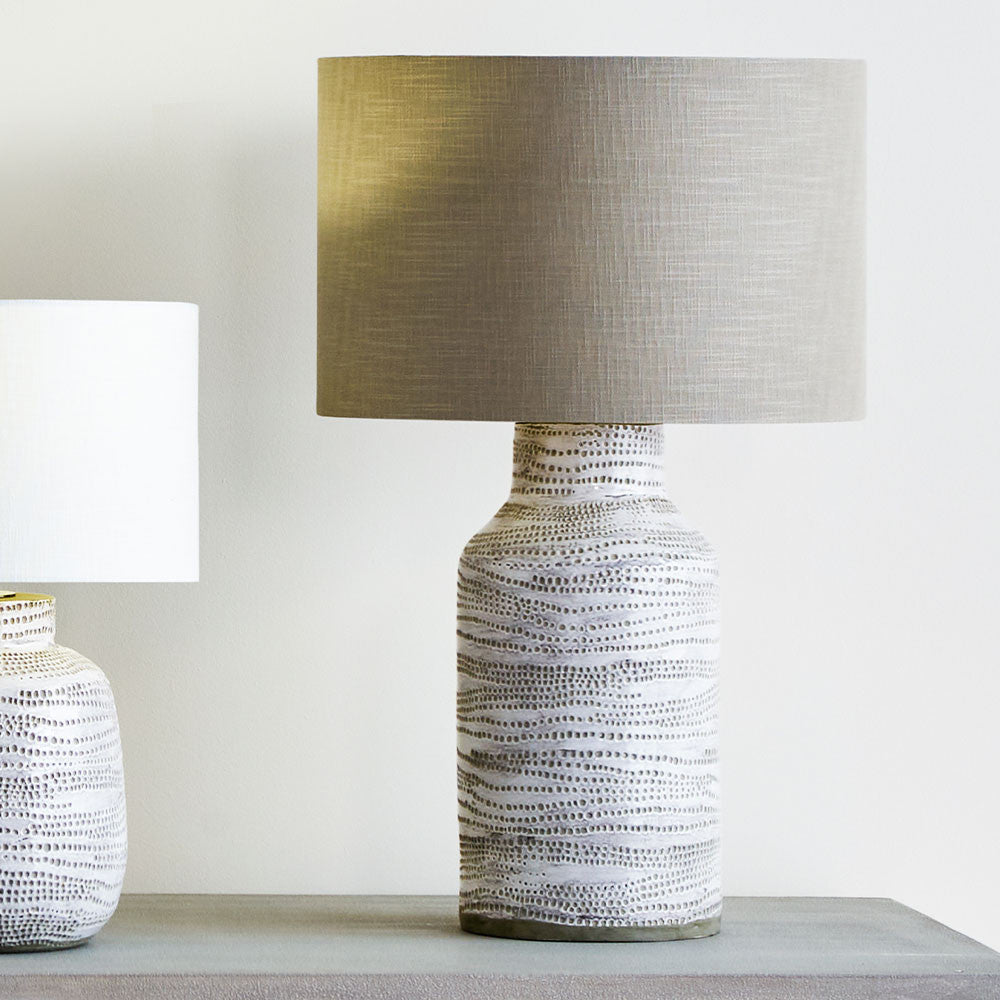 Alina White Dot Design Stoneware Table Lamp Base Only - CLEARANCE