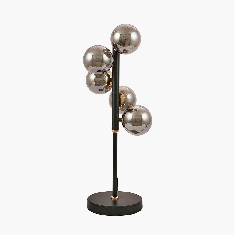 Blair Smoke Glass Ball & Black Metal Table Lamp