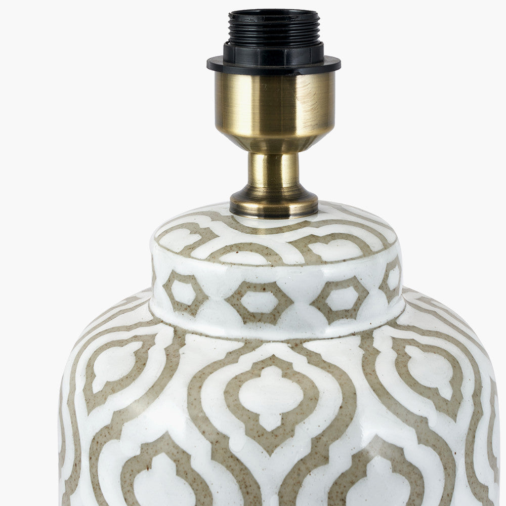 Celia Taupe & White Pattern Ceramic Table Lamp - Base Only