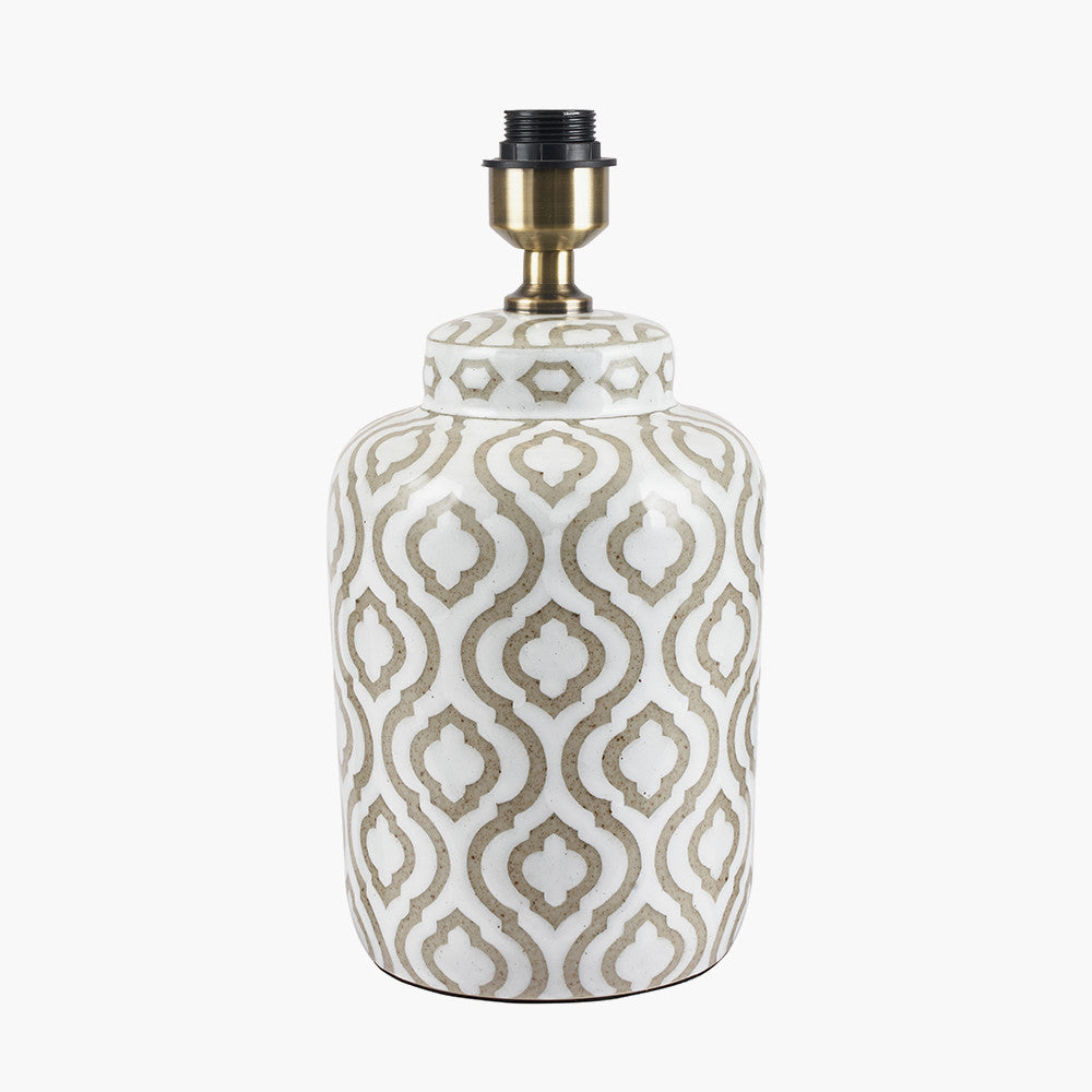 Celia Taupe & White Pattern Ceramic Table Lamp - Base Only