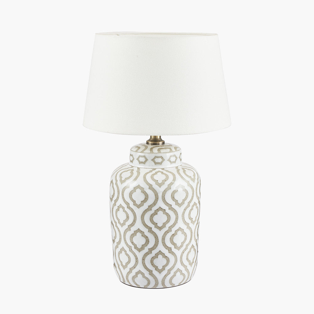 Celia Taupe & White Pattern Ceramic Table Lamp - Base Only