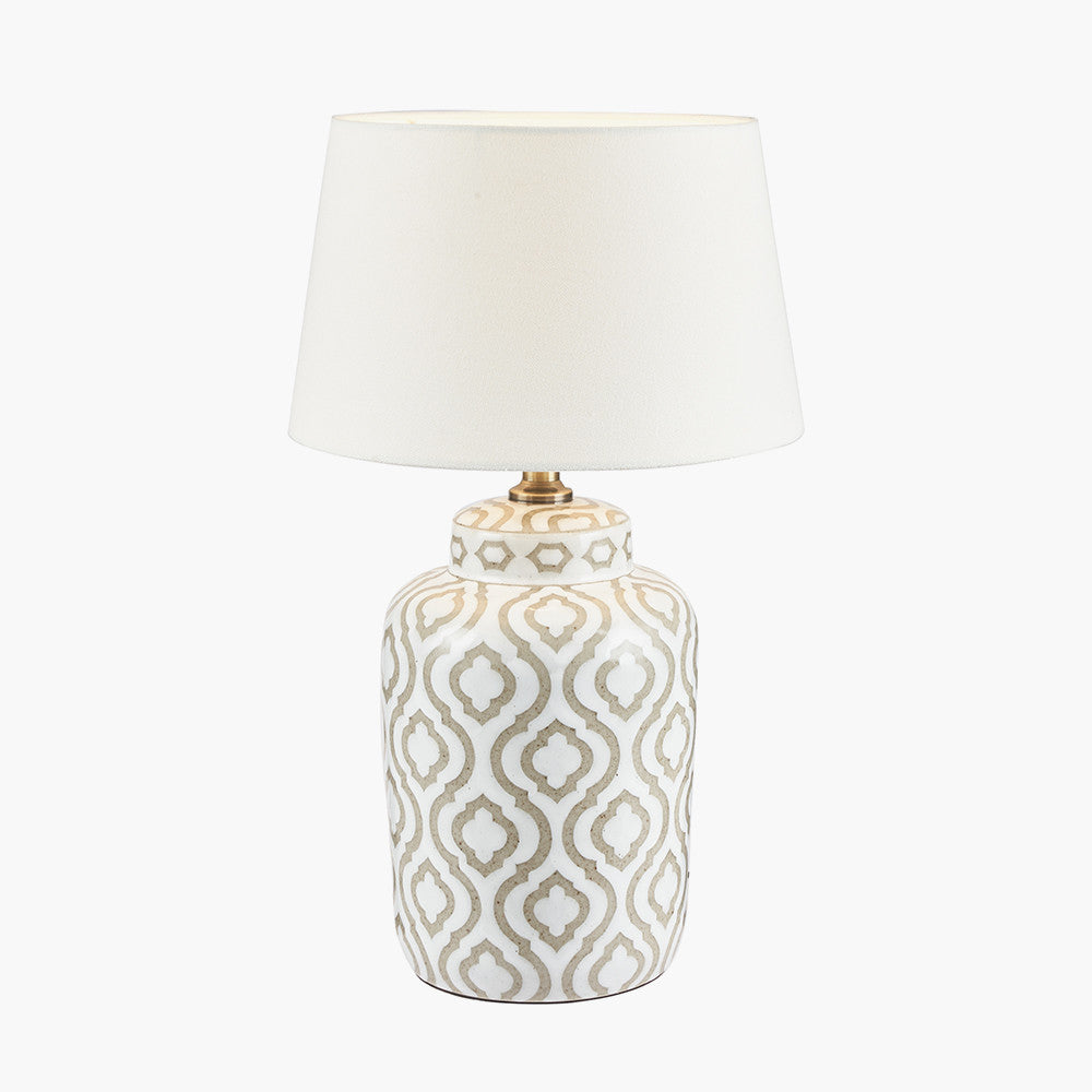Celia Taupe & White Pattern Ceramic Table Lamp - Base Only