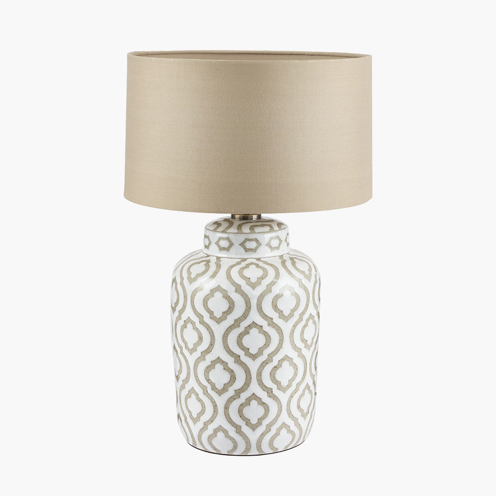 Celia Taupe & White Pattern Ceramic Table Lamp - Base Only