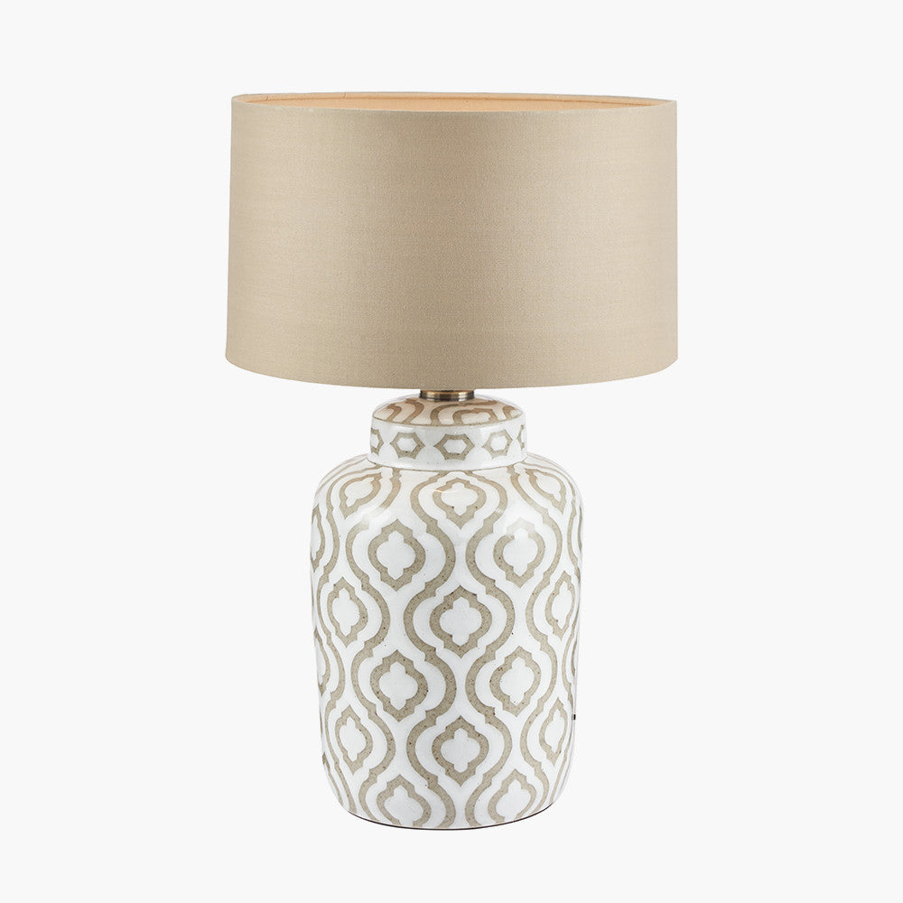 Celia Taupe & White Pattern Ceramic Table Lamp - Base Only