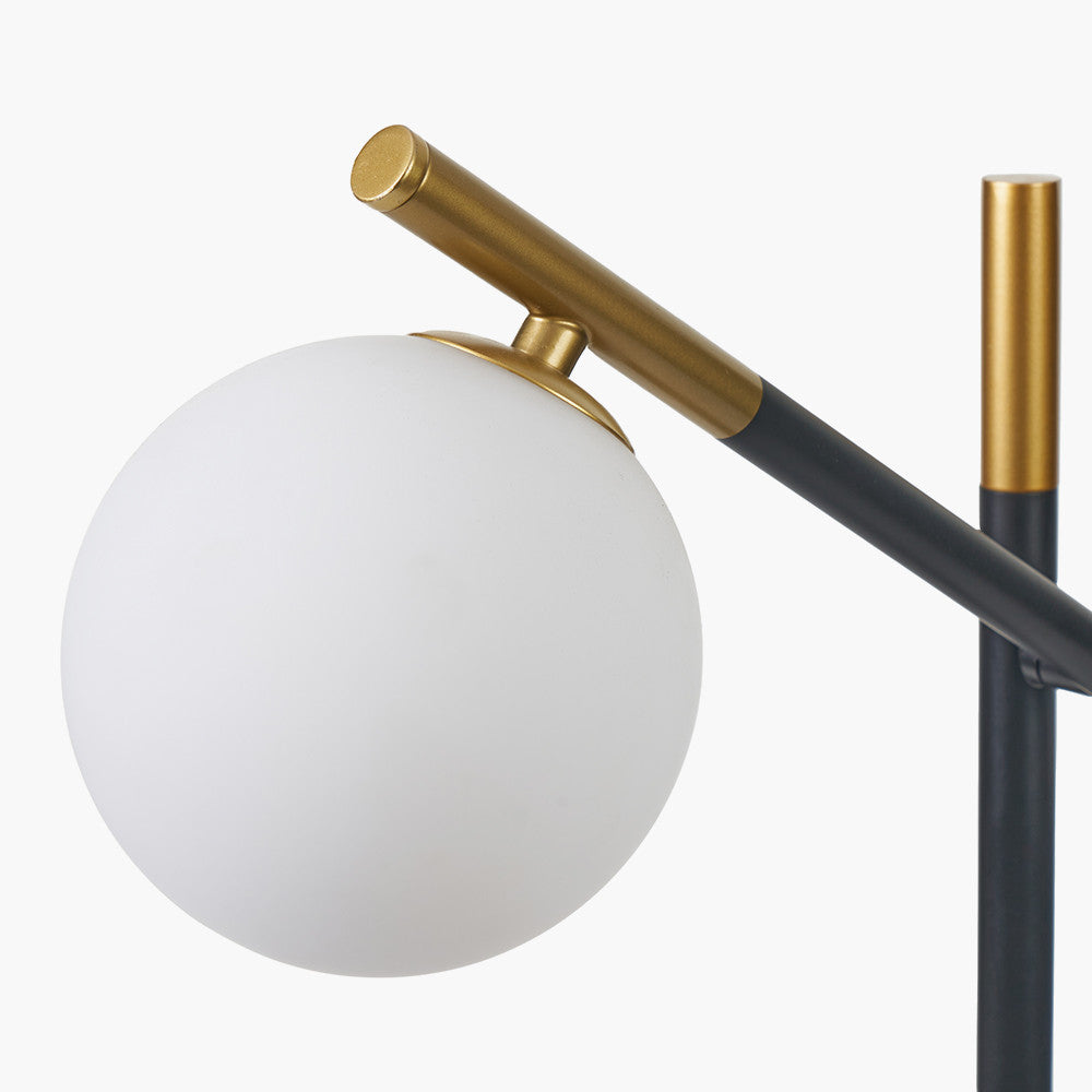 Wanda White Orb & Black Metal Table Lamp