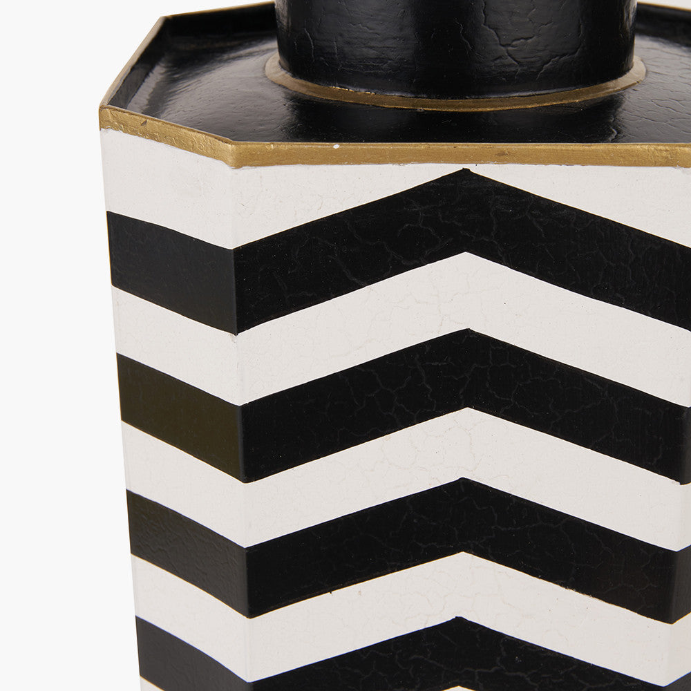 Oskar Black & White Chevron Hand Painted Metal Table Lamp - Base Only