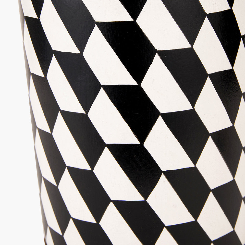 Victor Black & White Geometric Hand Painted Metal Table Lamp - Base Only