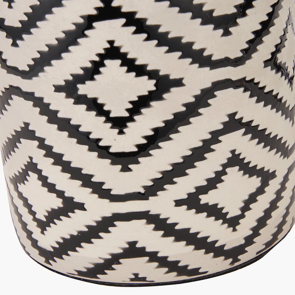 Chirala Black & White Ikat Ceramic Table Lamp - Base Only - CLEARANCE