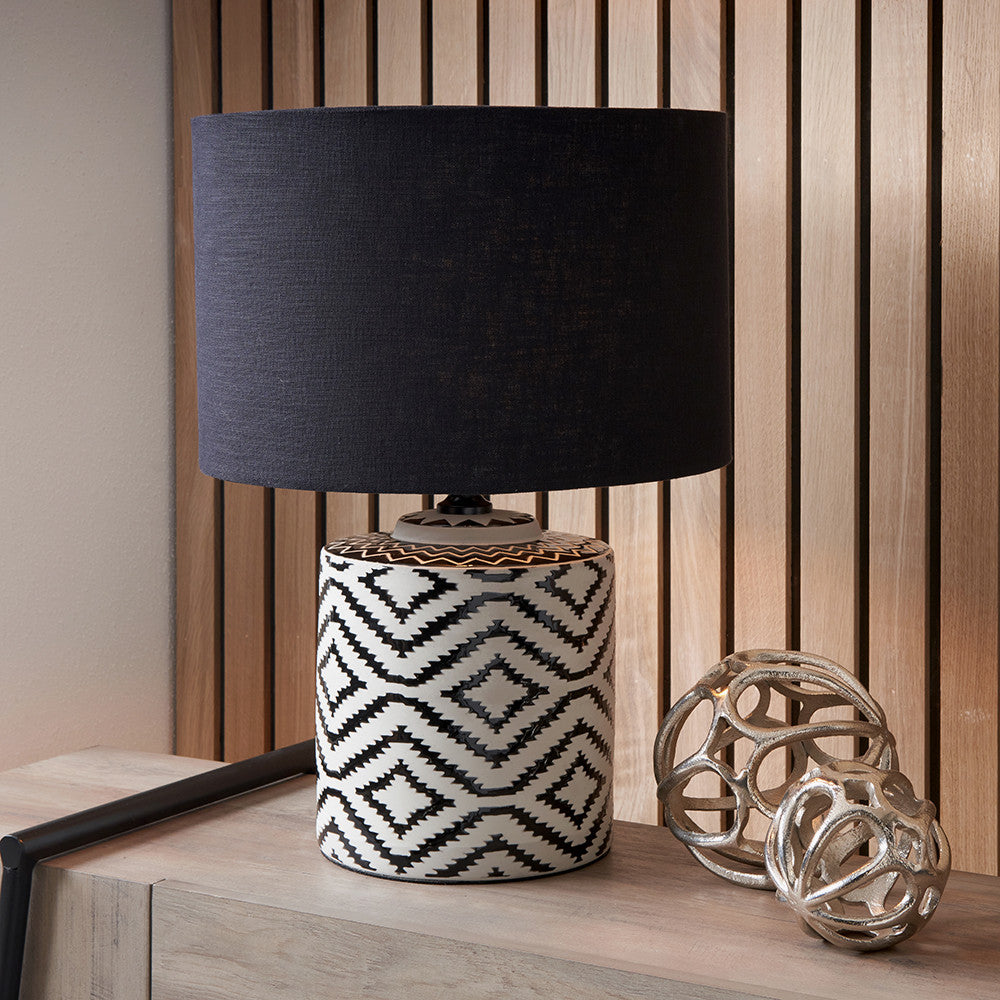 Chirala Black & White Ikat Ceramic Table Lamp - Base Only