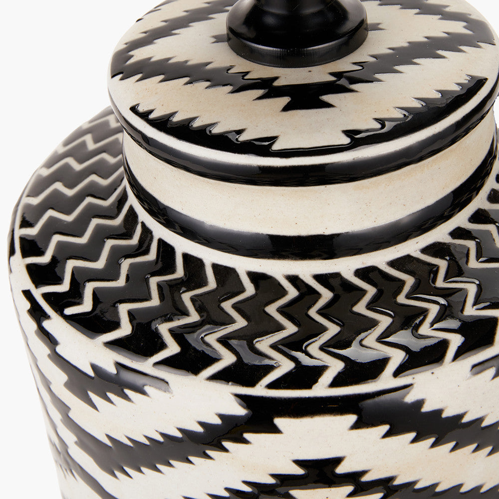 Chirala Black & White Tall Ikat Ceramic Table Lamp - Base Only