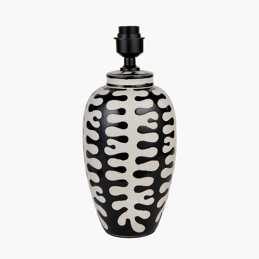 Elkorn Black & White Tall Coral Ceramic Table Lamp - Base Only