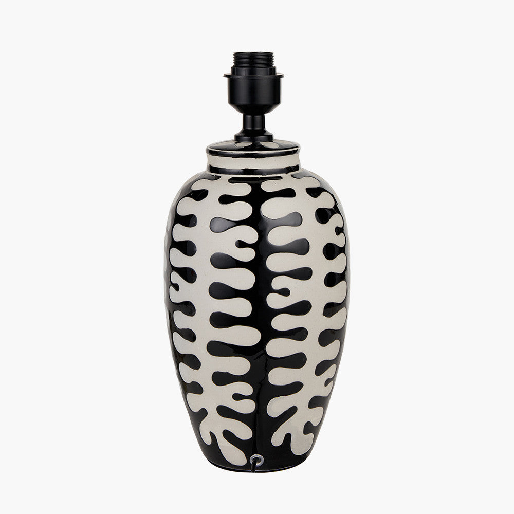 Elkorn Black & White Tall Coral Ceramic Table Lamp - Base Only