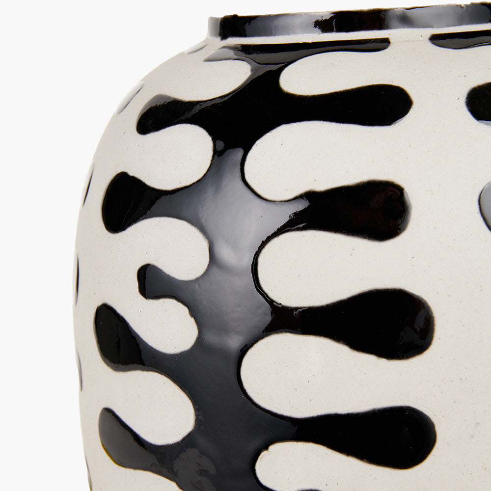 Elkorn Black & White Tall Coral Ceramic Table Lamp - Base Only