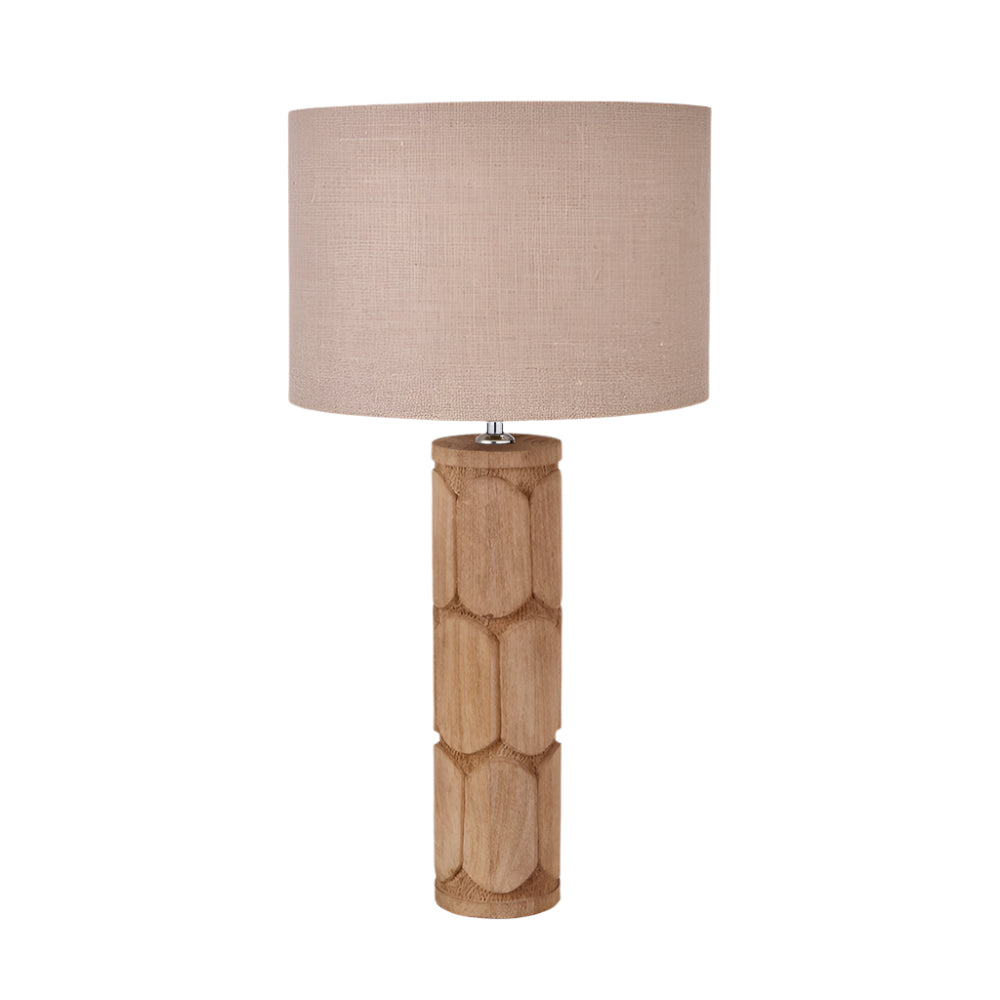 Aurelia Embossed Natural Wood Tall Table Lamp - Base Only