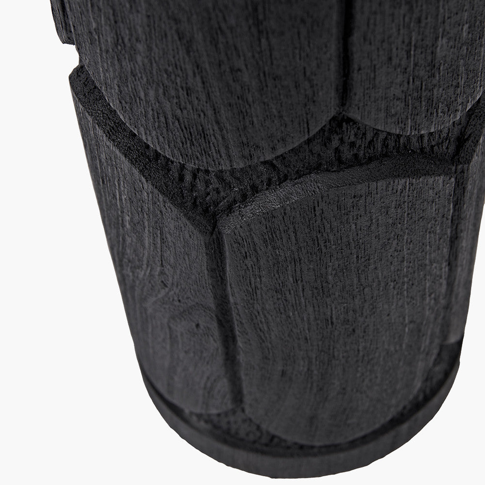 Aurelia Embossed Black Wood Tall Table Lamp - Base Only