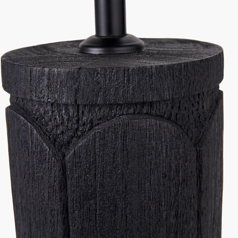 Aurelia Embossed Black Wood Tall Table Lamp - Base Only