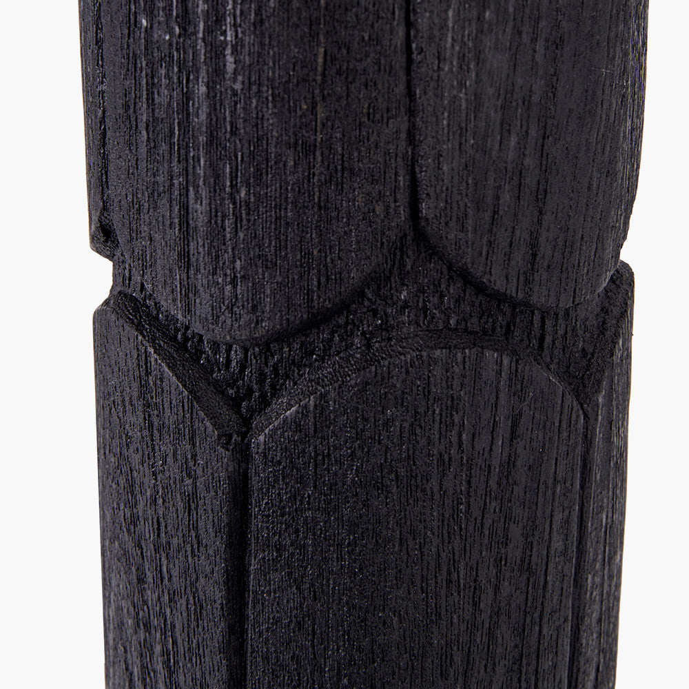 Aurelia Embossed Black Wood Tall Table Lamp - Base Only
