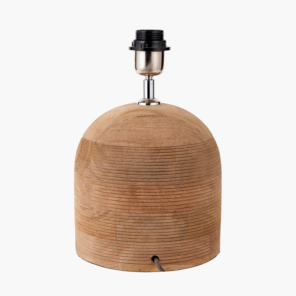 Nelu Natural Engraved Wood Dome Table Lamp - Base Only