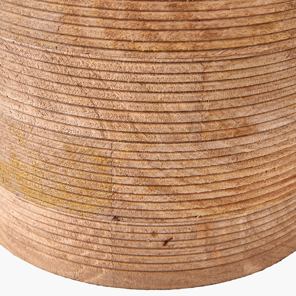 Nelu Natural Engraved Wood Dome Table Lamp - Base Only