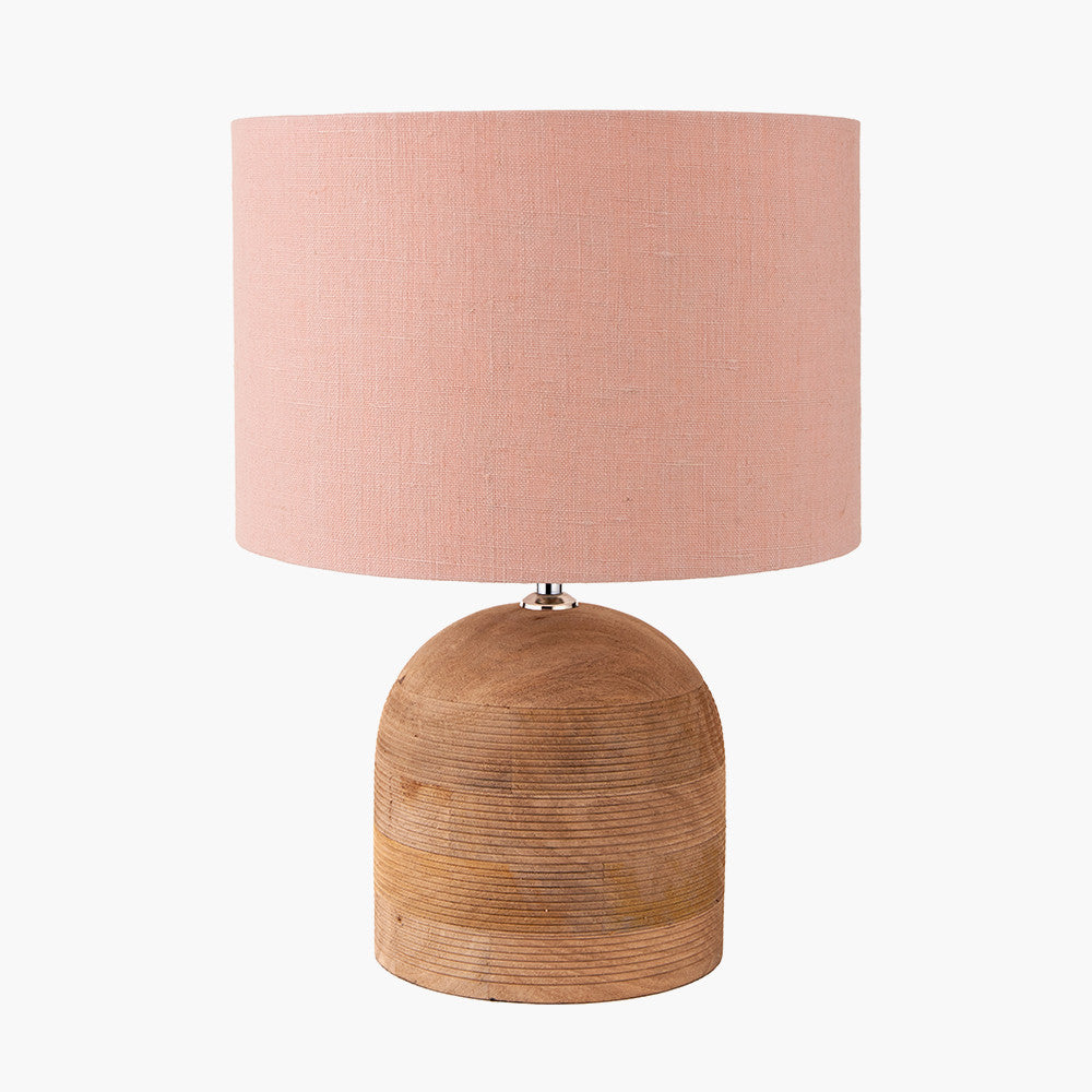 Nelu Natural Engraved Wood Dome Table Lamp - Base Only