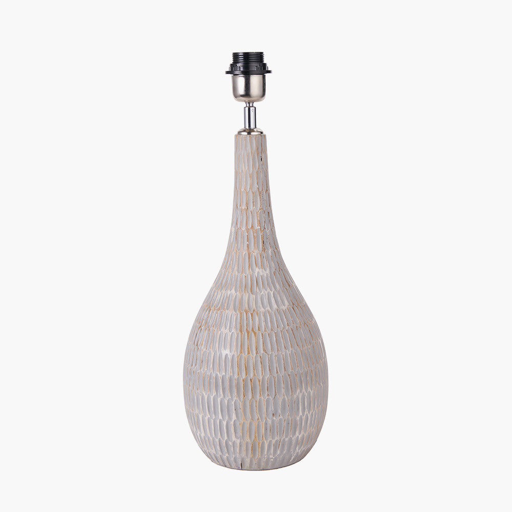 Ioan Grey Engraved Wood Bottle Table Lamp - Base Only