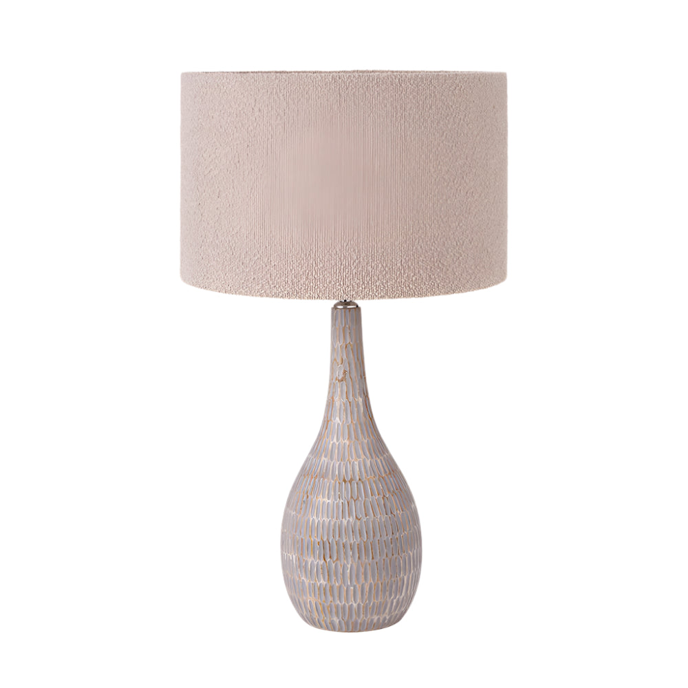 Ioan Grey Engraved Wood Bottle Table Lamp - Base Only