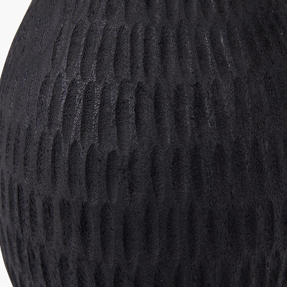 Ioan Black Engraved Wood Bottle Table Lamp - Base Only