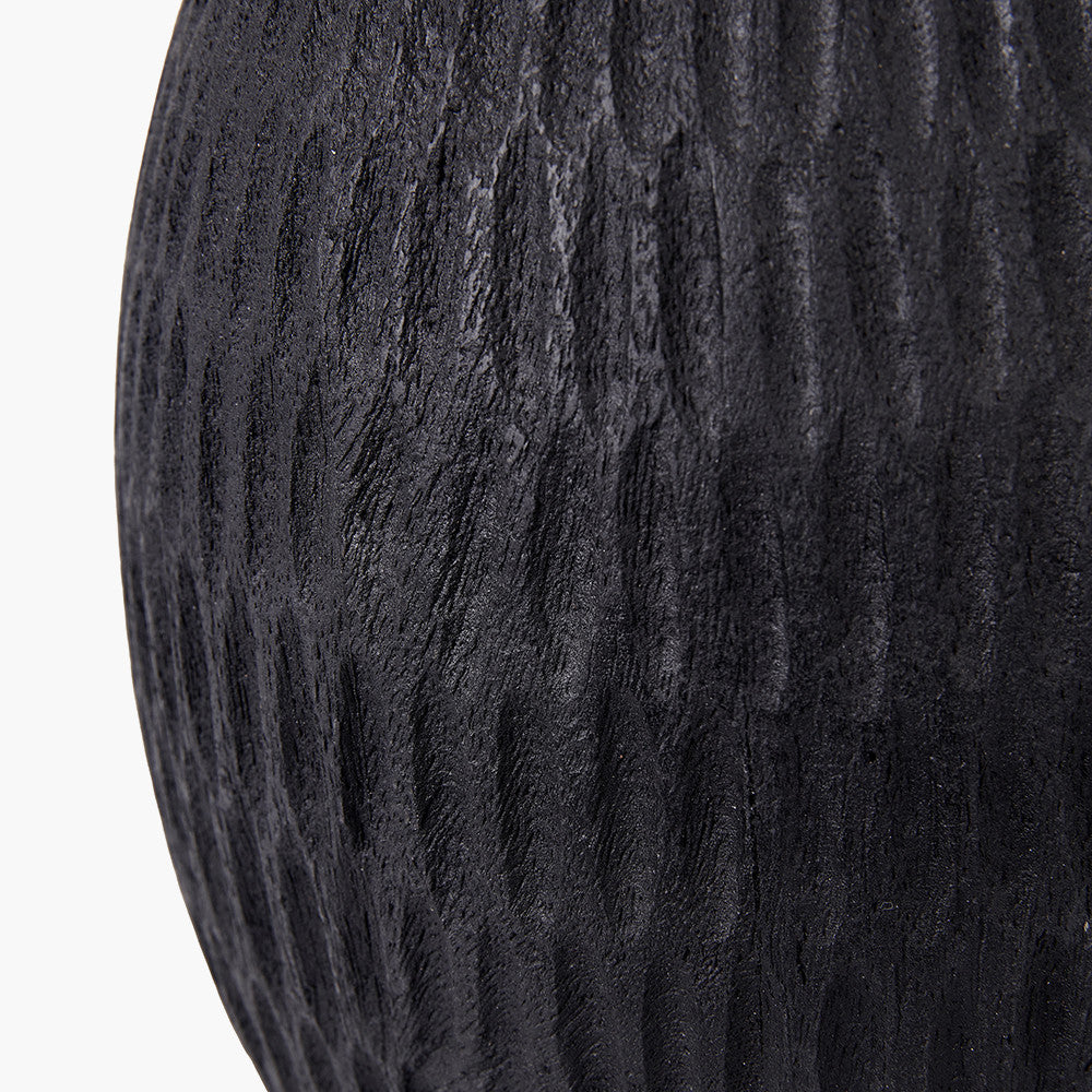 Ioan Black Engraved Wood Bottle Table Lamp - Base Only