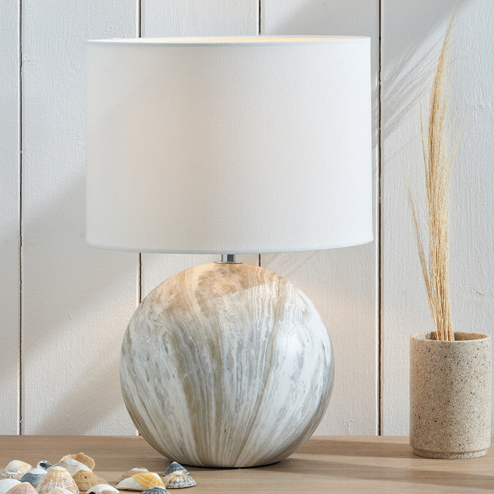 Viejo Grey Stone Effect Ceramic Ball Table Lamp