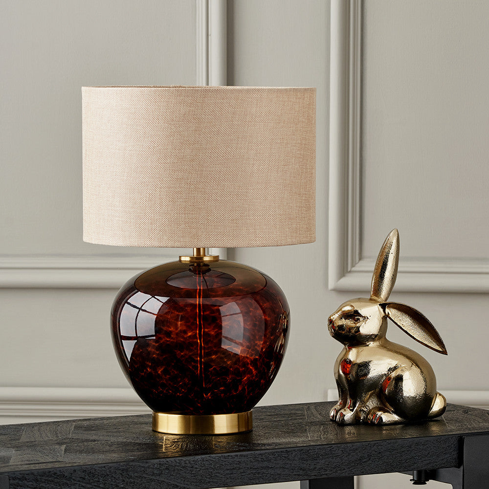 Lucien Brown/Red Tortoiseshell Glass Table Lamp