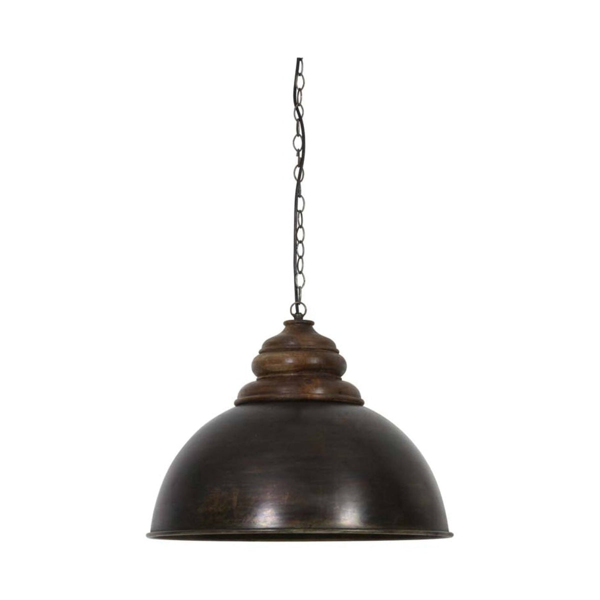 Leia Black Zinc & Top Brown Wood Pendant Light