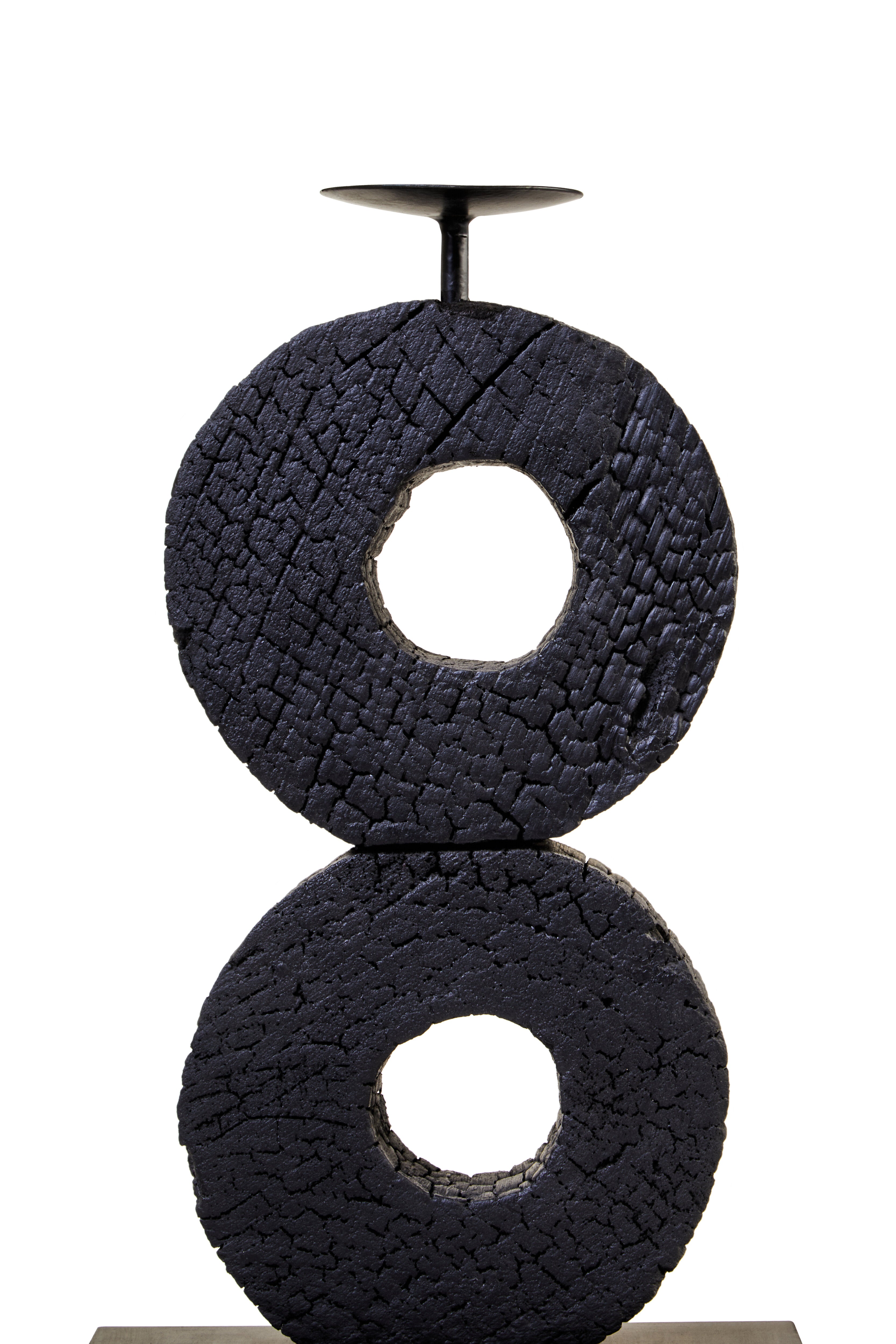 Osprey Charred Black Mango Wood Log Candle Holder | Large