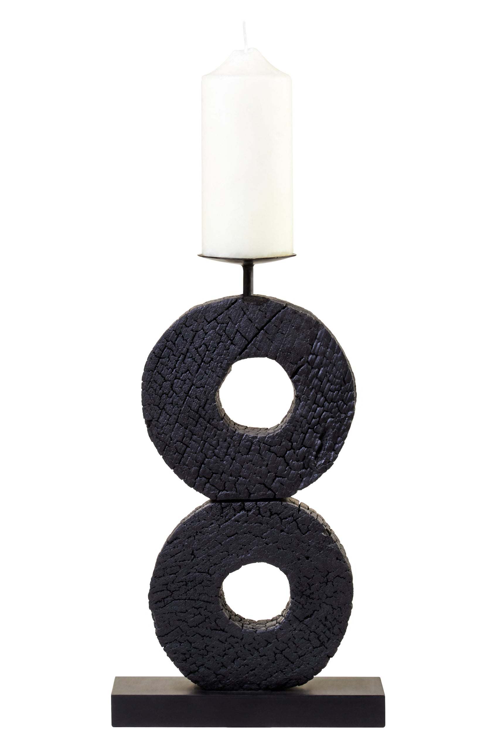 Osprey Charred Black Mango Wood Log Candle Holder | Large