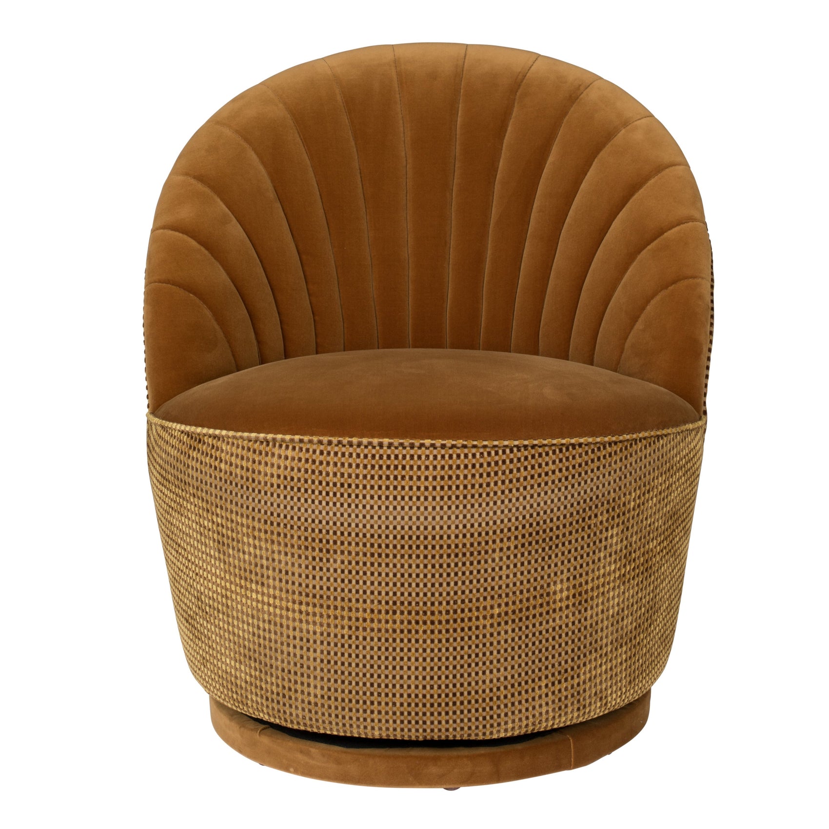 Dutchbone Madison Whiskey Brown Velvet Swivel Chair